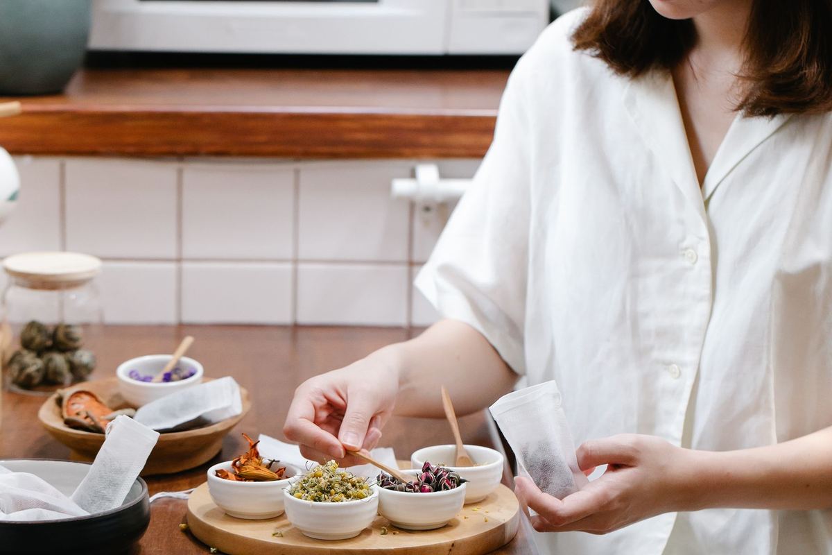 A person cooking a meal at home